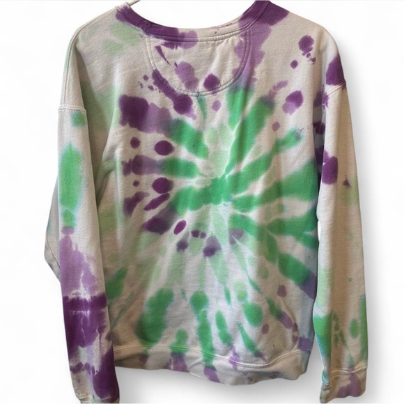 comfort colors purple & green tie dye crewneck sweatshirt - Picture 2 of 6